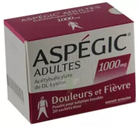 Aspegic Adultes 1000 Mg, Poudre Pour Solution Buvable En Sachet-dose 15 à MANDUEL