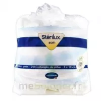 Sterilux Pads Rectangle Coton Hygiène Corporelle 8x10cm B/200 à MANDUEL